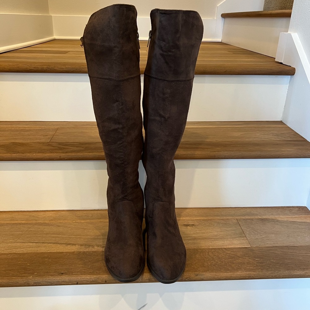 Brown Fabric Suede Women's Knee-High Boots size 8 NWT